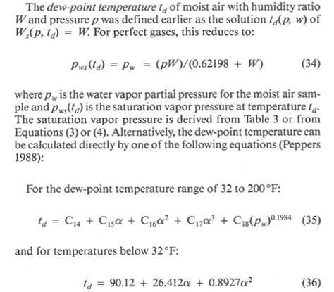 Dew Point Equation