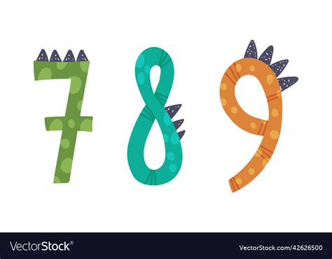 Dinosaur Number Or Numeral With Spikes Isolated Vector Image