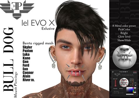 Second Life Marketplace - L'Emporio&PL::*BullDog*::MALE Mouth Piercings-Lelutka Heads-