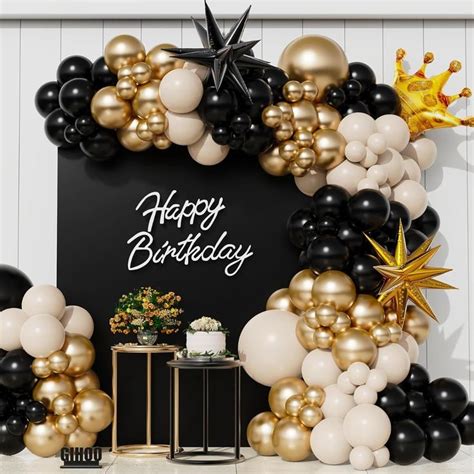 Black And Gold Boho Balloon Arch Kit For Anniversary Graduation 2024