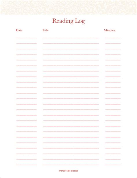 Simple Reading Log Printable