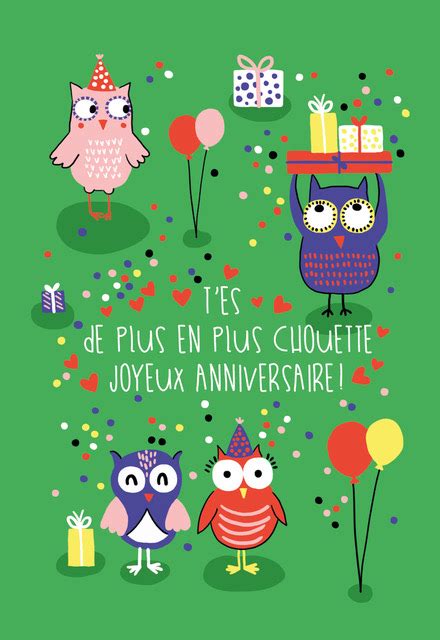 Carte anniversaire Cécile Drevon Chouette anniversaire Editions