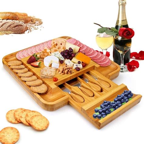 Wisdomfurnitureco Bamboo Cheese Board And Knife Set Charcuterie