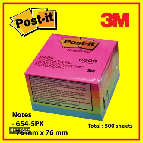 Jual Sticky Notes Post It 654 5pk Neon Colors 3 X 3and 34 Shopee