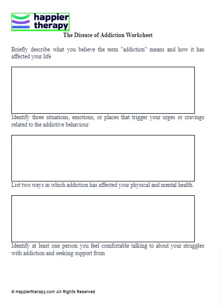 The Disease Of Addiction Worksheet Happiertherapy