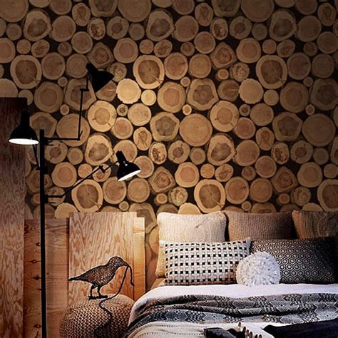 3D Wooden Log Texture Wallpaper – Decoramo.co.uk