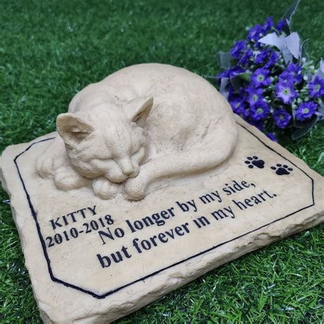 Personalized Pet Memorial Stones With Sleeping Cat Stone Etsy