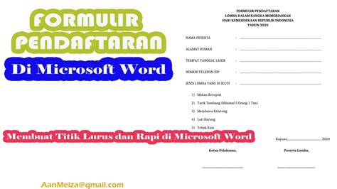 Membuat Formulir Pendaftaran Di Microsoft Word Titik Lurus Rapi Dan