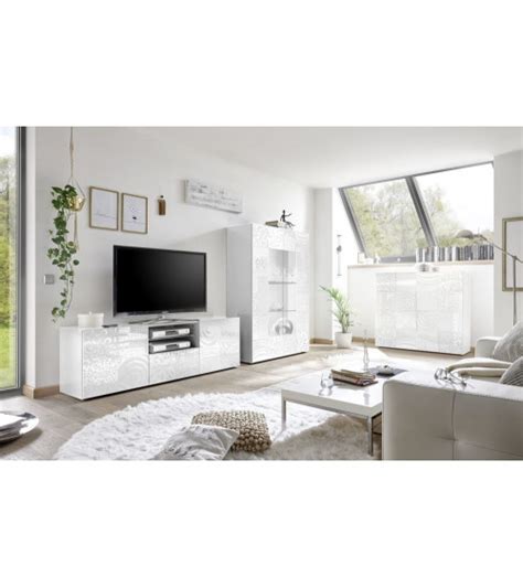 Mueble Tv Puertas Caj N Mirel Blanco Lacado Cm