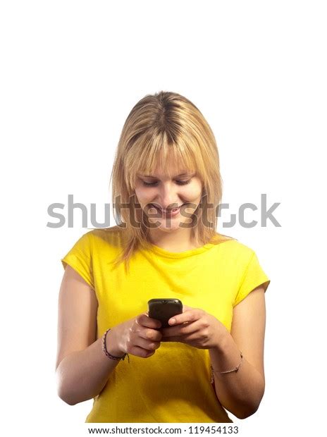 Young Smiling Girl Mobile Phone Stock Photo 119454133 Shutterstock