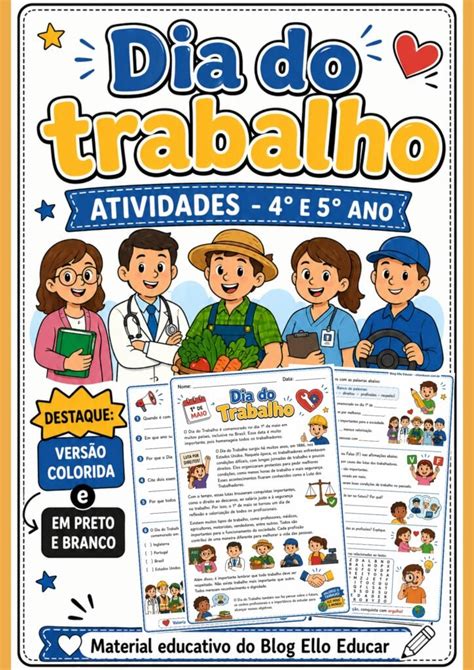 Atividade Dia Do Trabalho 5 Ano - Atividades do Dia do Trabalho para 4° e 5° ano com PDF e Plano de Aula