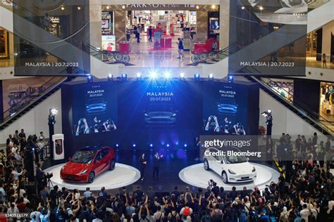 The Tesla Inc Model Y Electric Vehicles During The Launch In Kuala