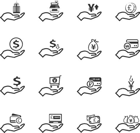 Hand And Money Icons Set Vector Symbols Thin Infographic Vector Vector Symbols Thin