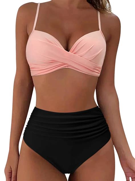 Women Split Swimsuit Exclusive Sexy Push Up Three Piece Bikini Set
