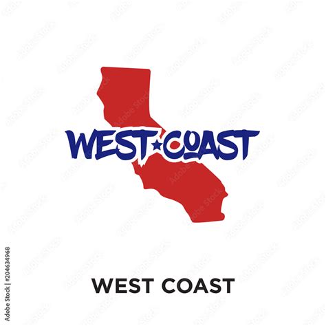 West Coast Logo Isolated On White Background Colorful Vector Icon