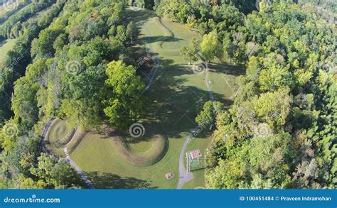 Aerial View Of The Great Serpent Mound Of Ohio Stock Photo Image Of