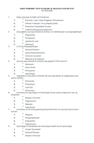 1st Periodic Test AP 10 Doc