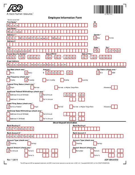 ADP Employee Information Form Filled Out Pdf PDF Host