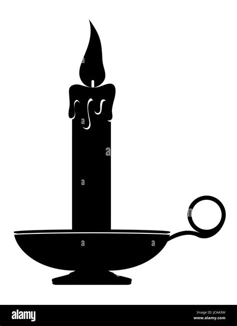 Candle With Candlestick Old Retro Vintage Icon Stock Vector