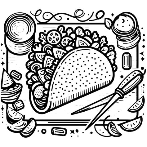 Premium Vector Tacos Fast Food Vector Line Art Illustration Sketch Style