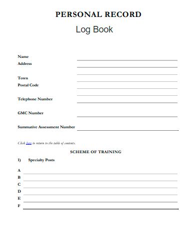 Free 10 Personal Log Book Samples In Pdf