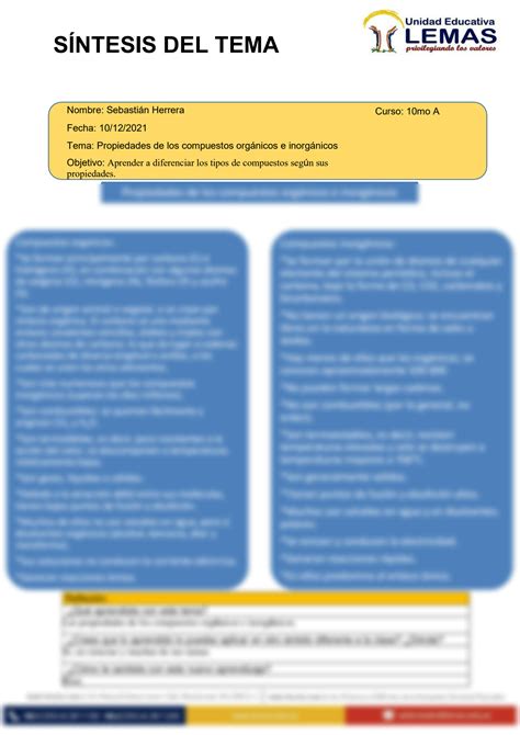 SOLUTION S Ntesis Del Tema Propiedades De Los Compuestos Org Nicos E