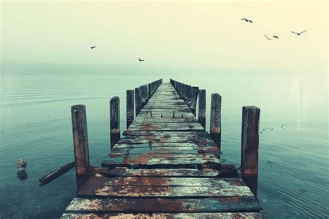 Abandoned Pier Art Generate Ai Stock Photo Image Of Marine Autumn