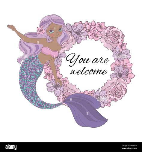 MERMAID WELCOME Floral Sea Underwater Princess Girl Cartoon Tropical