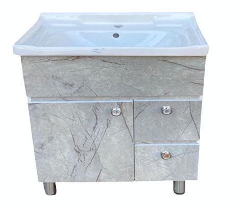 F Type Floor Mounted Gray PVC Bathroom Vanity Size 18 14 24inch L W H