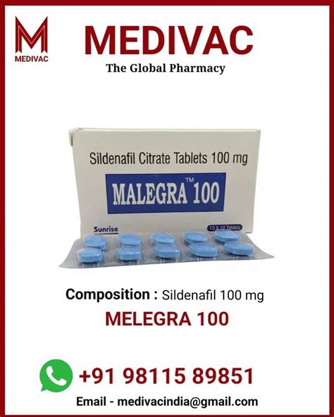 Malegra 100 Mg Tablet At Rs 300 Stripe Sildenafil Citrate Tablets In