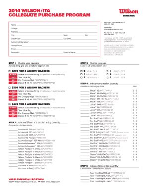 Fillable Online Wilsonita Collegiate Purchase Program Form Fax Email