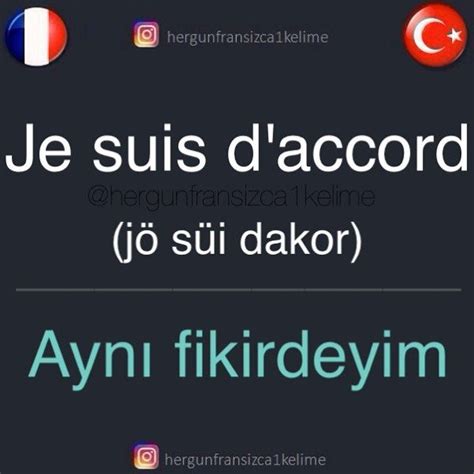 Exemple Je suis d accord avec toi Seninle aynı fikirdeyim