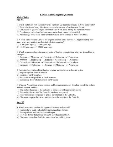 9 Earth Science Regents Nys Geologic History Worksheet