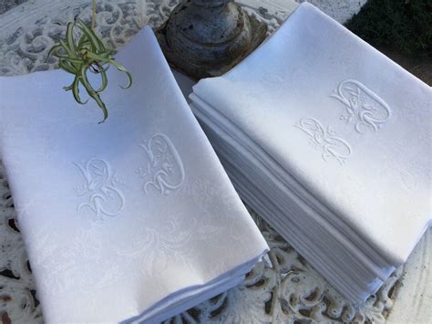 22 12 10 Or 6 Antique Table Napkins Lapkins Hand Embroidered Monogram