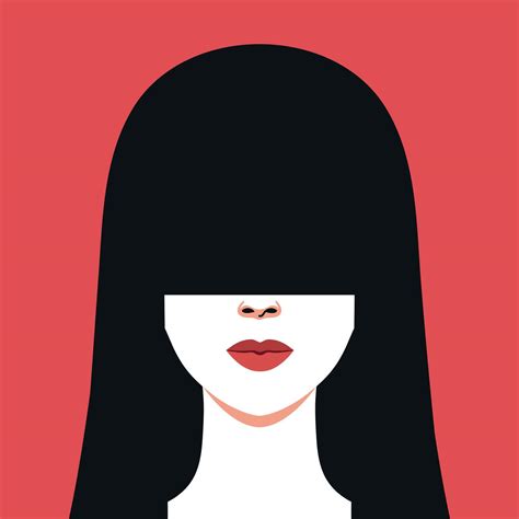 Abstract Faceless Woman Portrait Brunette Female With Long Bangs