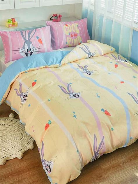 LOONEY TUNES X SHEIN Ensemble de housse de couette dessin animé sans