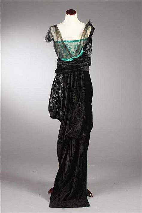 Sold At Auction Black Velvet Evening Dress Circa 1915 Velvet