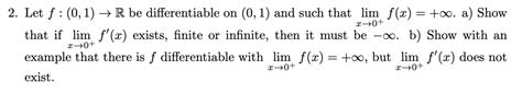 Solved 2 Let F 0 1 →r Be Differentiable On 0 1 And Such