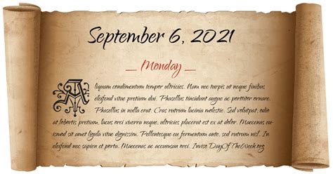 What Day Of The Week Was September 6 2021