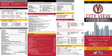 City View Pizza And Grill Menu In Philadelphia Pennsylvania