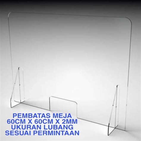 Jual Sekat Meja Akrilik Pembatas Partisi Divider 60cm X 60cm X