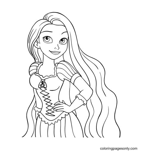 Beautiful Disney Princess Rapunzel Coloring Page Free Printable