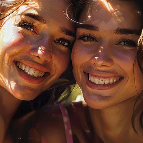Closeup Of Friends With Smiling Eyes At A Picnic Premium Ai Generated