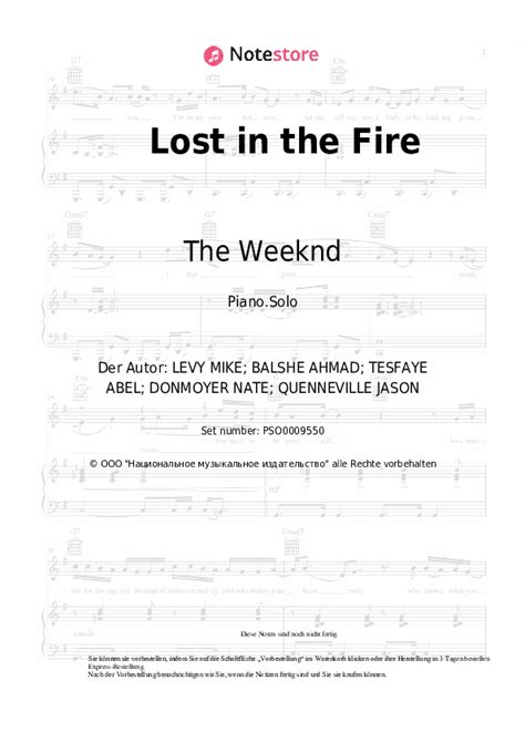 Lost in the Fire - Gesaffelstein, The Weeknd noten pdf (solo) klavier Note-Store.de | Klavier ...