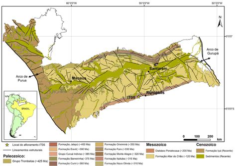 Mapa Geológico Da Bacia Do Amazonas Com A Localização Do Afloramento Download Scientific