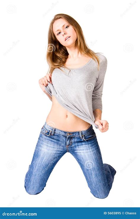 Jeune Femme Sexy Sur Des Genoux Image Stock Image Du Séduisez Humain 5603895