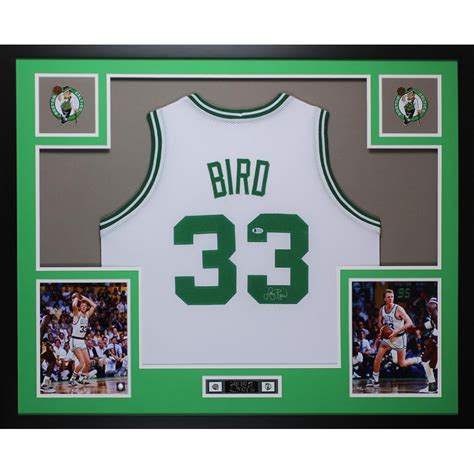 Larry Bird Signed Celtics Custom Framed Jersey Display Beckett