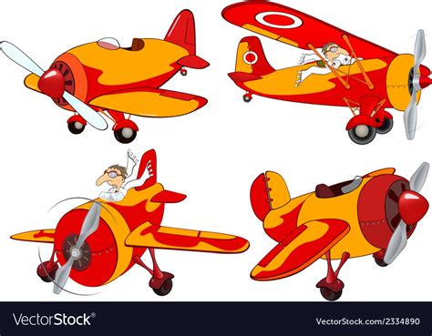 Cartoon Illustration Of A Pilot Flying A Prop Plane Stock Illustration