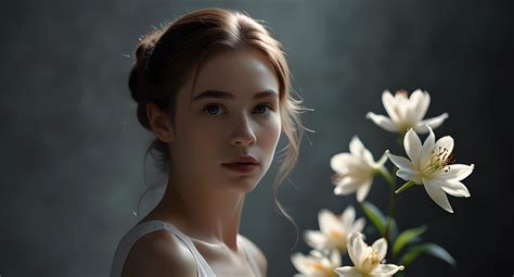 Lily flowers with beautiful a girl 49071568 Stock Photo at Vecteezy