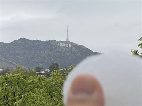 'A very rare event': Photos show snow below the Hollywood sign - Los ...